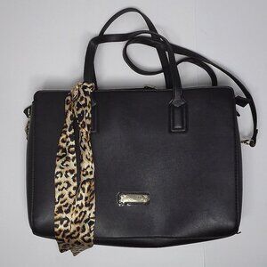 London Fog Collection Black Simulated Faux Leather Purse Handbag